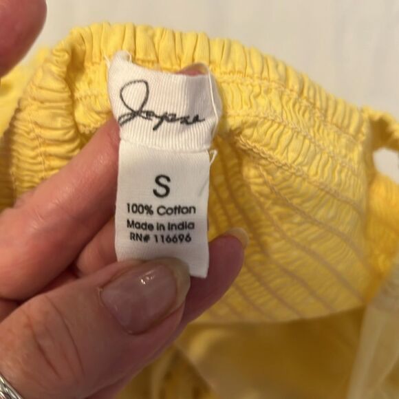 Japna szS bright yellow lined eyelet dress shorter in front elastic back EUC - Picture 4 of 12